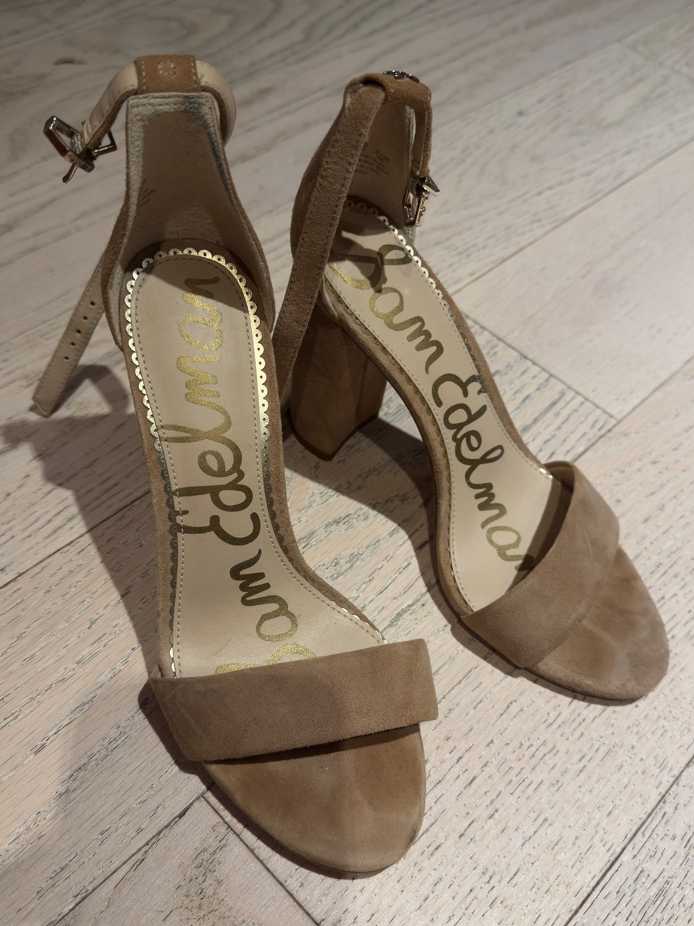 Sam Edelman Women's Tan Suede Block Heel Sandals